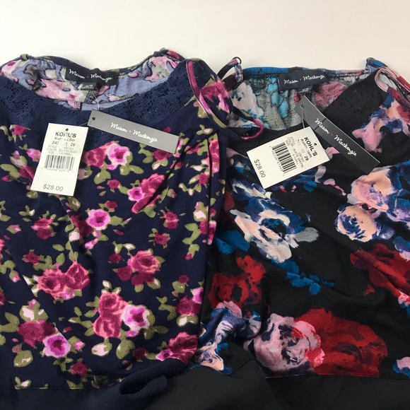2 Tops Mason + Mackenzie Cami Sheer Floral XS - Picture 11 of 16
